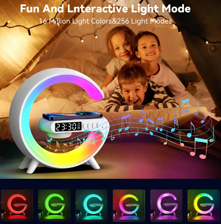 Multifunction Wireless Charger Pad Stand Speaker TF RGB Night Light 15W Fast Charging Station for iPhone Samsung Xiaomi Huawei