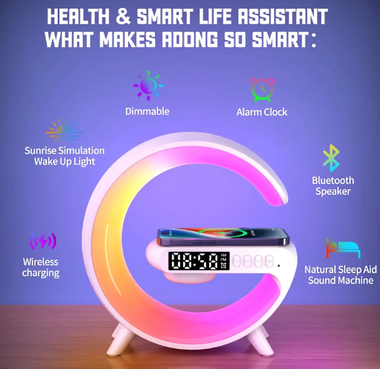 Multifunction Wireless Charger Pad Stand Speaker TF RGB Night Light 15W Fast Charging Station for iPhone Samsung Xiaomi Huawei