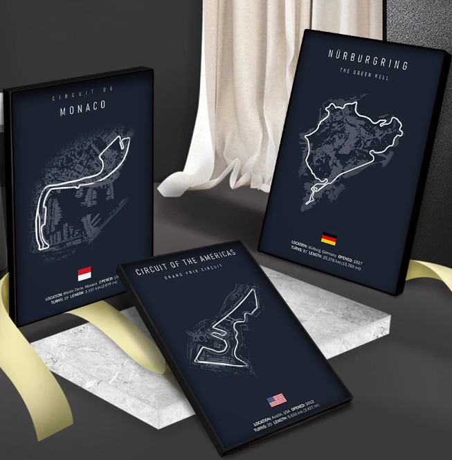 Formula One Posters Imola Monaco Track Circuit Canvas Painting F1 Wall Art Nordic Poster Aesthetic Motorsport Race Picture for Home Decor