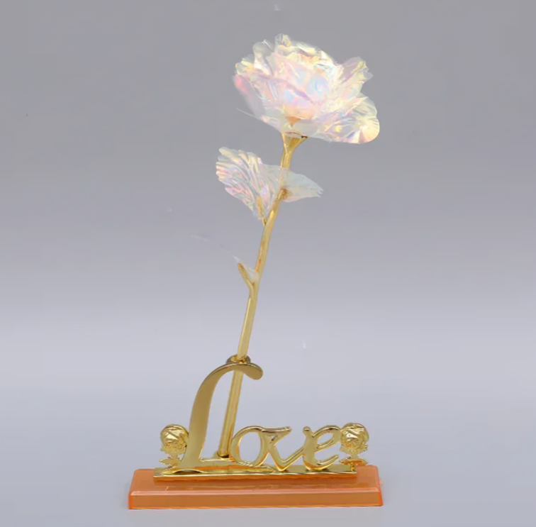 Colourful Galaxy Rose Eternal 24K Gold Flower Foil Plastic Artificial Roses Valentines Day Gift Beauty Golden Flowers for Wedding Decor