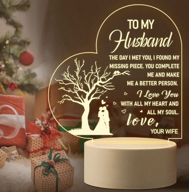 Slogan Graphic Decorative Light Novelty Heart Shaped 3D Night Light For Home Birthday Party Present Bedside Lamp Super Size