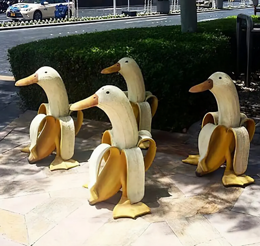 Banana Duck Creative Garden Decor Sculptures Yard Vintage Gardening Decor Art Whimsical Peeled Banana Duck Home Statues Crafts