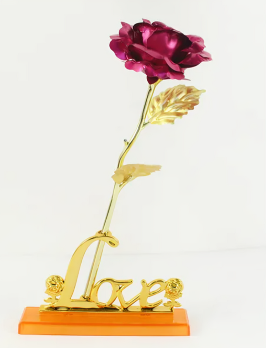Red Galaxy Rose Eternal 24K Gold Flower Foil Plastic Artificial Roses Valentines Day Gift Beauty Golden Flowers for Wedding Decor