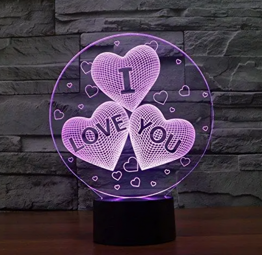 Lover 3D Illusion Night Light LED Bedside Nightlight Kids Bedroom Decor Best Christmas’ Day Birthday Gift for Girl Women Men