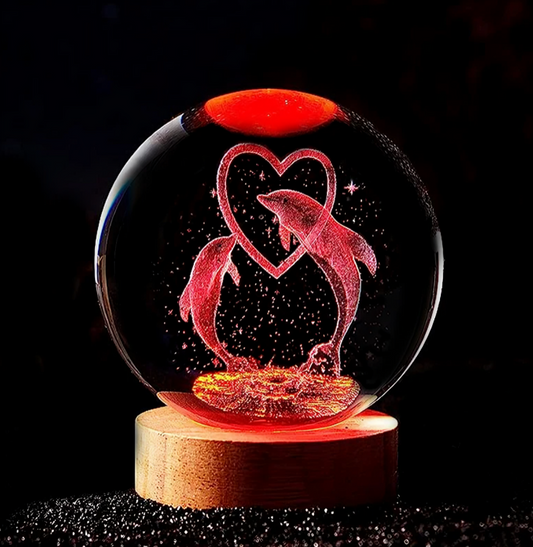 3D Dolphin Crystal Ball Color night light Birthday girlfriend classmate wife children christmas Valentine's Day gift